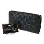 Chanel Simply CC Logo Zip Around Wallet Lambskin Patent Black — view 2