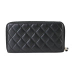 Chanel Simply CC Logo Zip Around Wallet Lambskin Patent Black — view 3