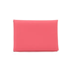 Hermes Calvi Duo Card Case Evercolor Rose Azalea Silver — view 3