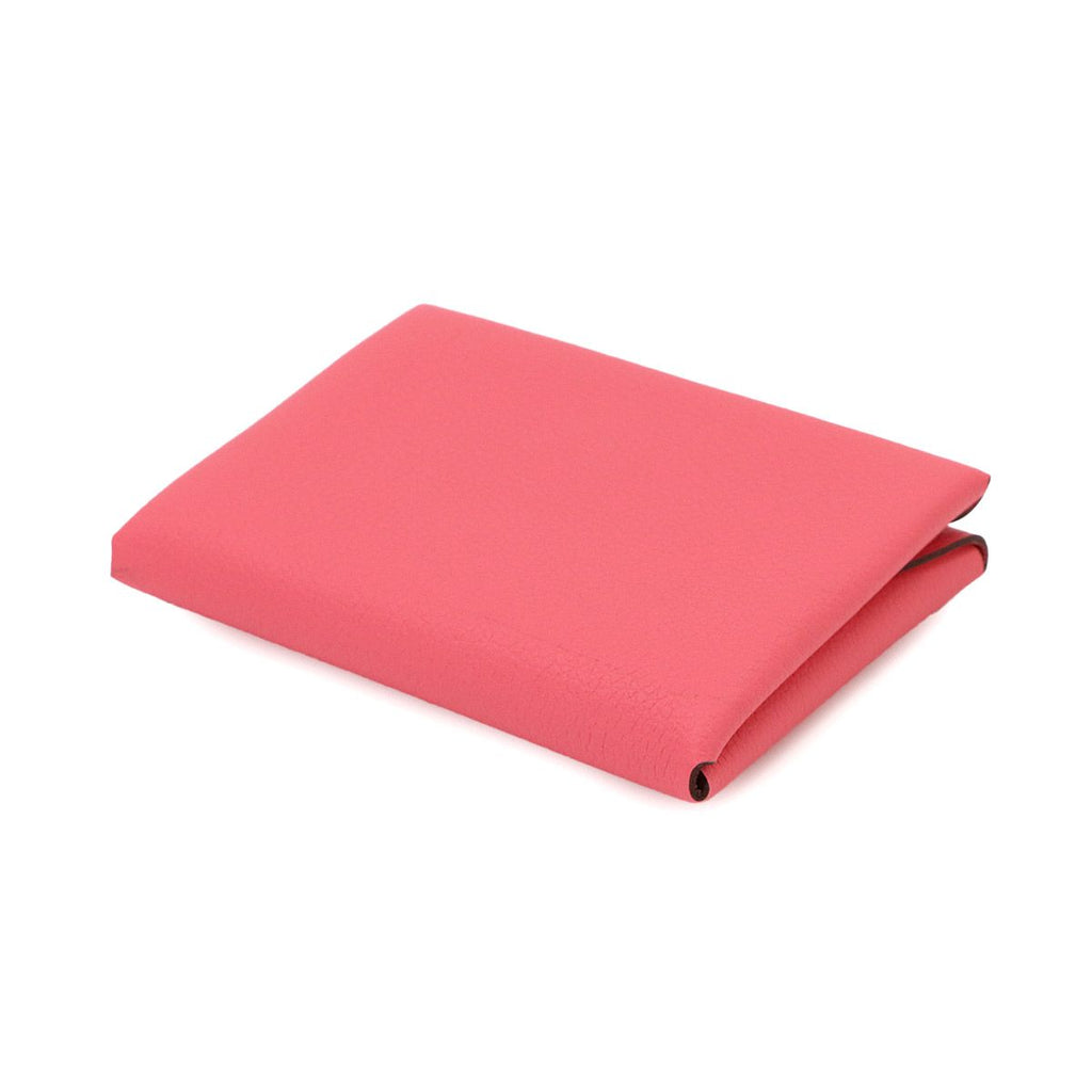 Hermes Calvi Duo Card Case Evercolor Rose Azalea Silver — view 4