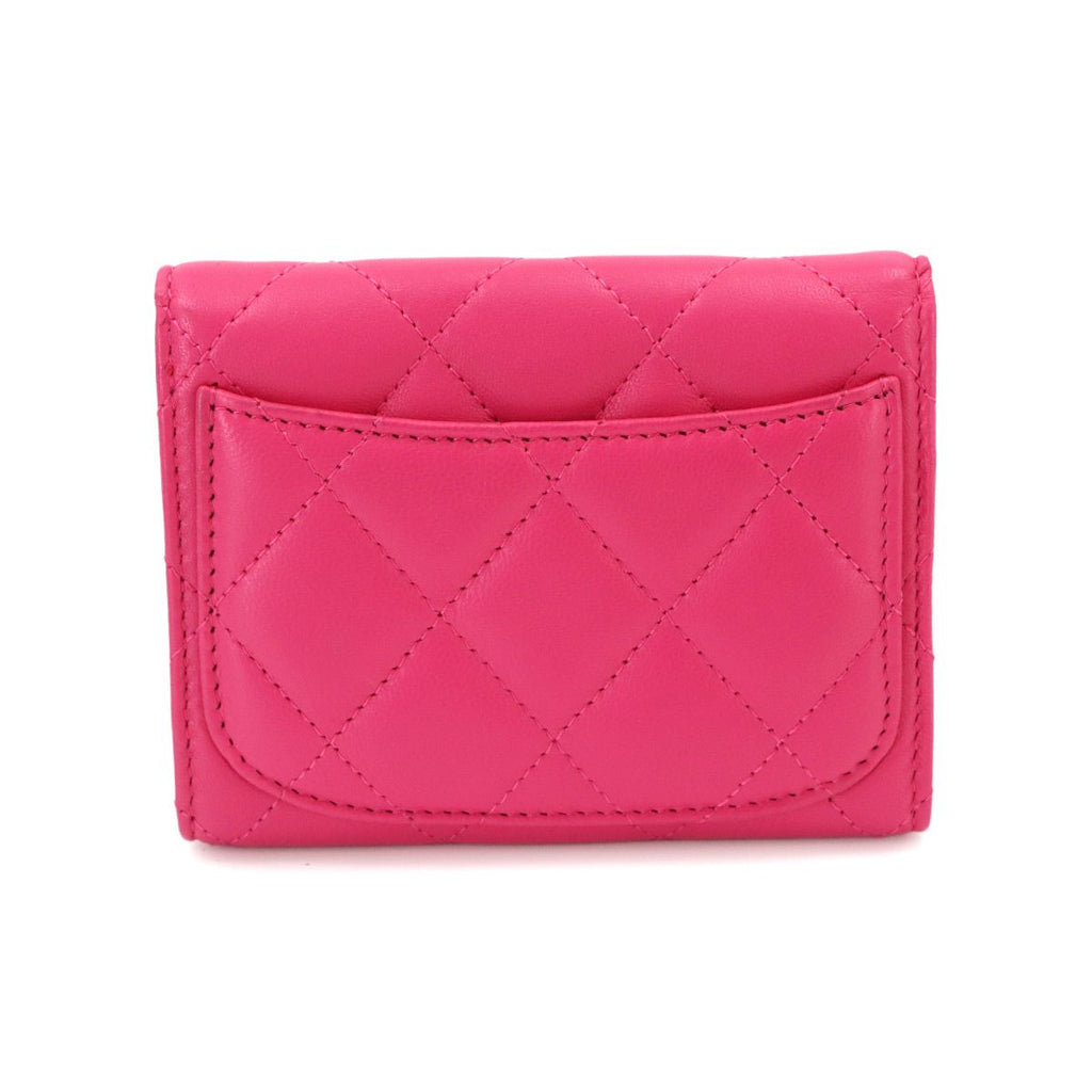 Chanel Quilted Coin Purse Lambskin Pink CC Logo Silver — view 3