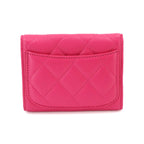 Chanel Quilted Coin Purse Lambskin Pink CC Logo Silver — view 3