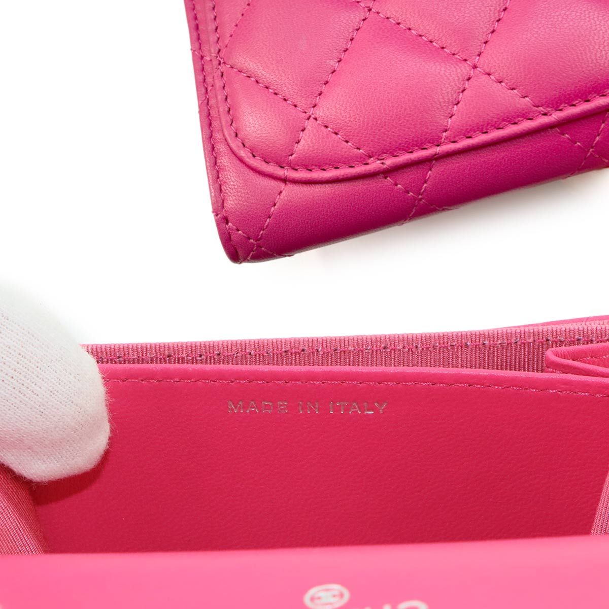 Chanel Quilted Coin Purse Lambskin Pink CC Logo Silver — view 8
