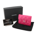 Chanel Quilted Coin Purse Lambskin Pink CC Logo Silver — view 2