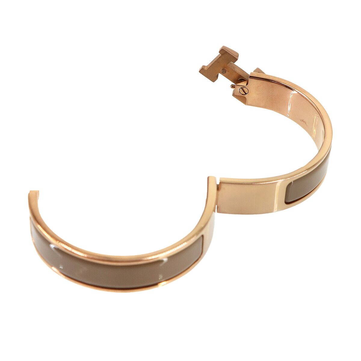 Hermes Clic H PM Bangle Brown Glace Rose Gold Bracelet — view 5