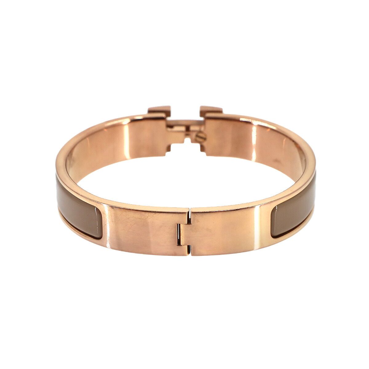 Hermes Clic H PM Bangle Brown Glace Rose Gold Bracelet — view 3