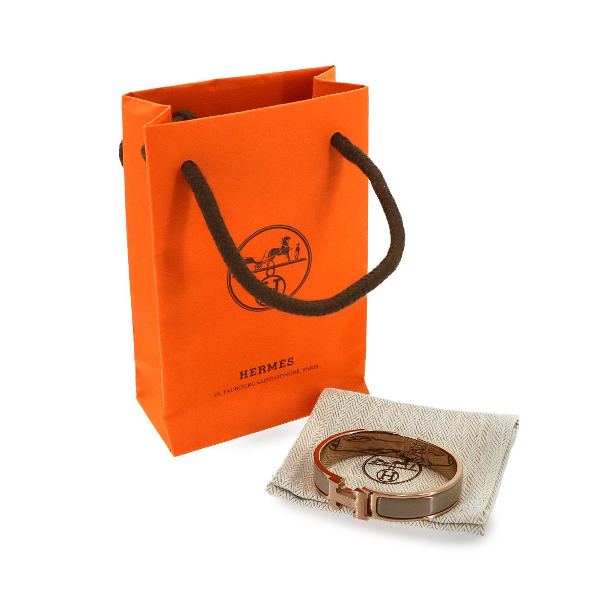 Hermes Clic H PM Bangle Brown Glace Rose Gold Bracelet — view 2