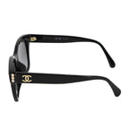 Chanel Sunglasses CC Logo Pearl Black Square Gold Eyewear — view 4