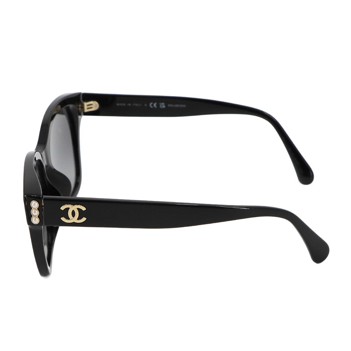 Chanel Sunglasses CC Logo Pearl Black Square Gold Eyewear — view 4