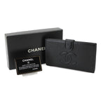 Chanel Caviar Leather Bifold Wallet Kiss Lock Black CC Logo — view 2