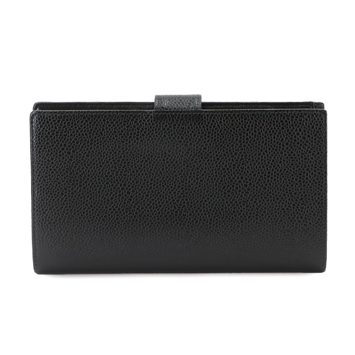 Chanel Caviar Leather Bifold Wallet Kiss Lock Black CC Logo — view 3