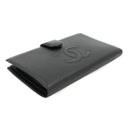 Chanel Caviar Leather Bifold Wallet Kiss Lock Black CC Logo — view 4