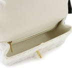 Chanel Quilted 2-Way Chain Shoulder Hand Bag Tweed White Gold — view 8