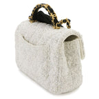Chanel Quilted 2-Way Chain Shoulder Hand Bag Tweed White Gold — view 4