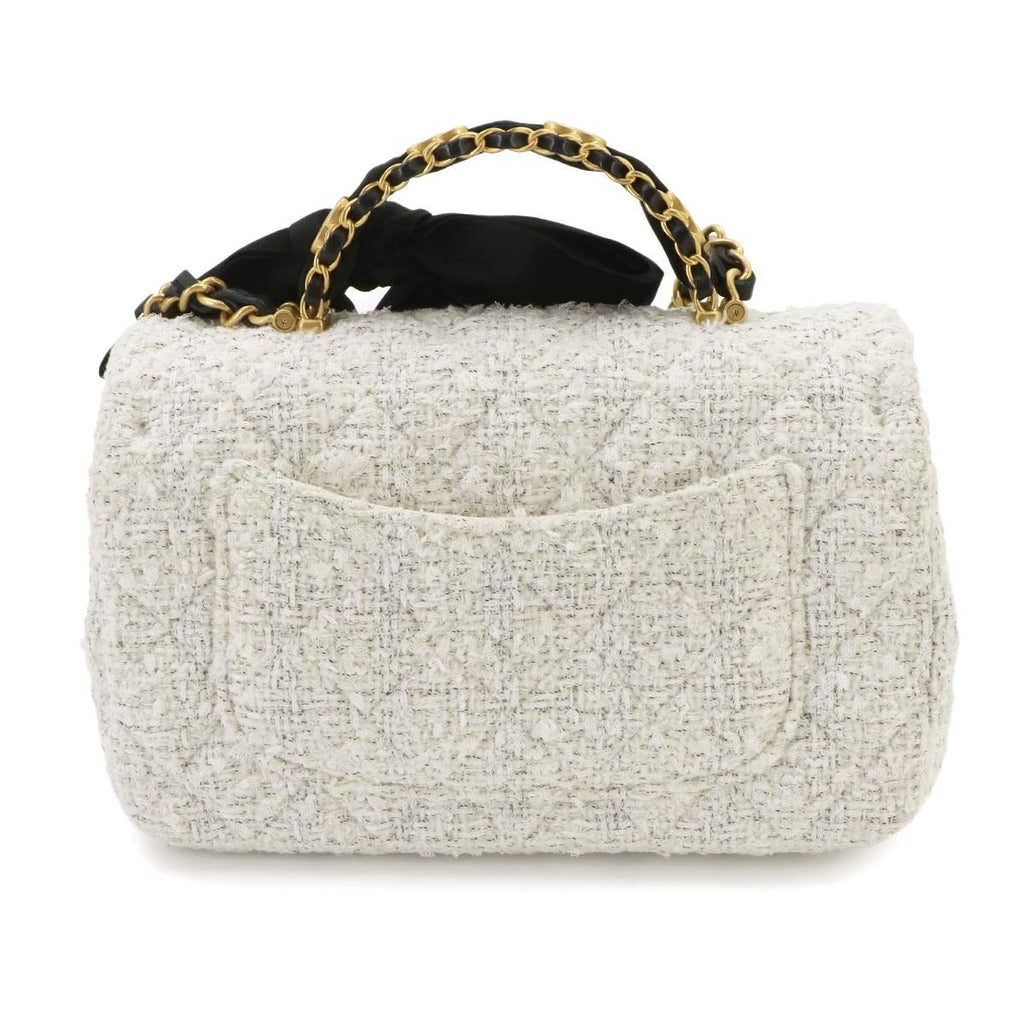 Chanel Quilted 2-Way Chain Shoulder Hand Bag Tweed White Gold — view 3