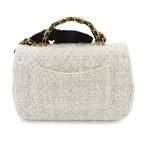 Chanel Quilted 2-Way Chain Shoulder Hand Bag Tweed White Gold — view 3