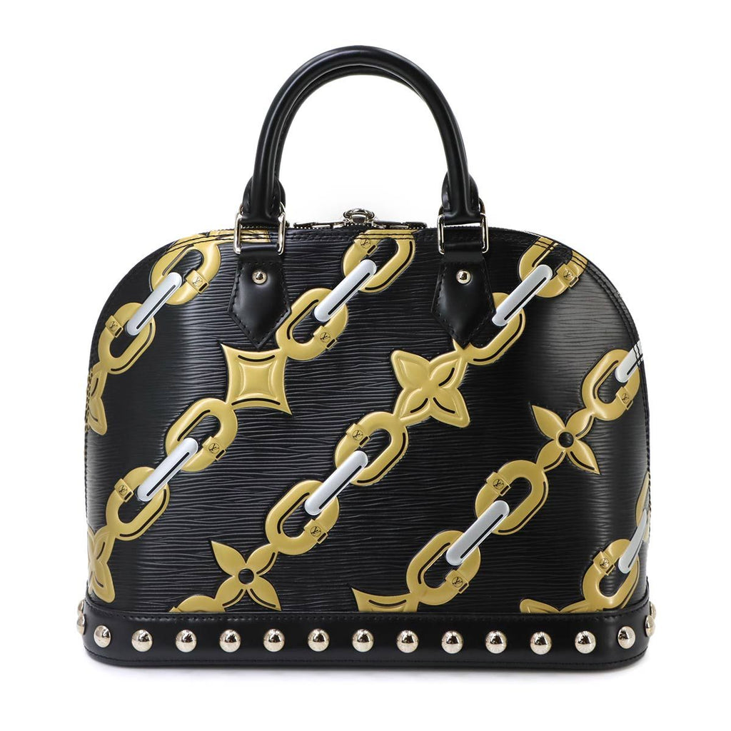 Louis Vuitton Epi Alma BB Chain Pattern Hand Bag Leather Noir Silver — view 2