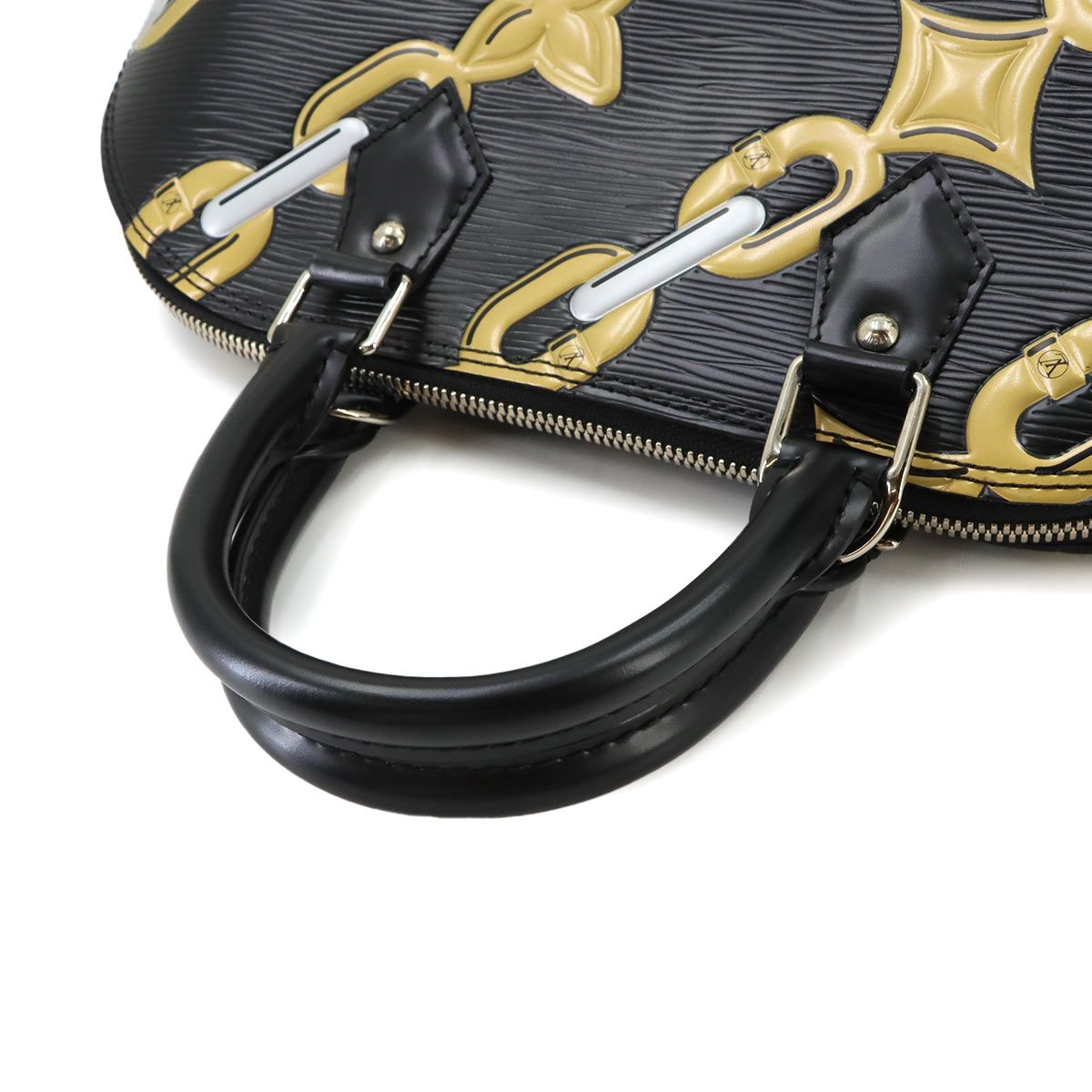 Louis Vuitton Epi Alma BB Chain Pattern Hand Bag Leather Noir Silver — view 5