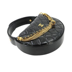 Chanel Quilted Hand Bag Leather Black Gold Vintage — view 4
