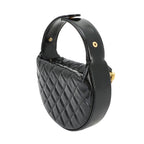 Chanel Quilted Hand Bag Leather Black Gold Vintage — view 3