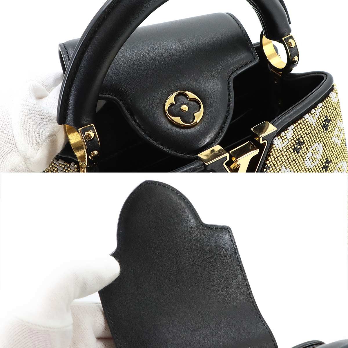 Louis Vuitton Capucines Mini 2-Way Bag Taurillon Leather Beads Black — view 8