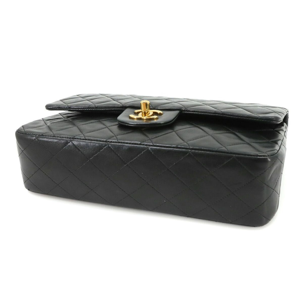Chanel Quilted 25 Chain Shoulder Bag Lambskin Black Gold CC Logo — view 5