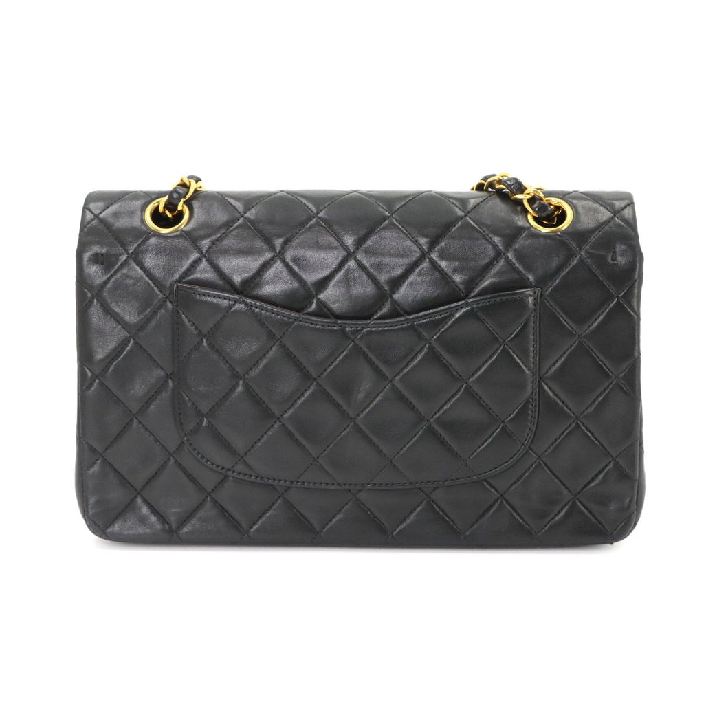 Chanel Quilted 25 Chain Shoulder Bag Lambskin Black Gold CC Logo — view 3