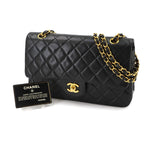 Chanel Quilted 25 Chain Shoulder Bag Lambskin Black Gold CC Logo — view 2
