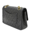 Chanel Quilted 25 Chain Shoulder Bag Lambskin Black Gold CC Logo — view 4