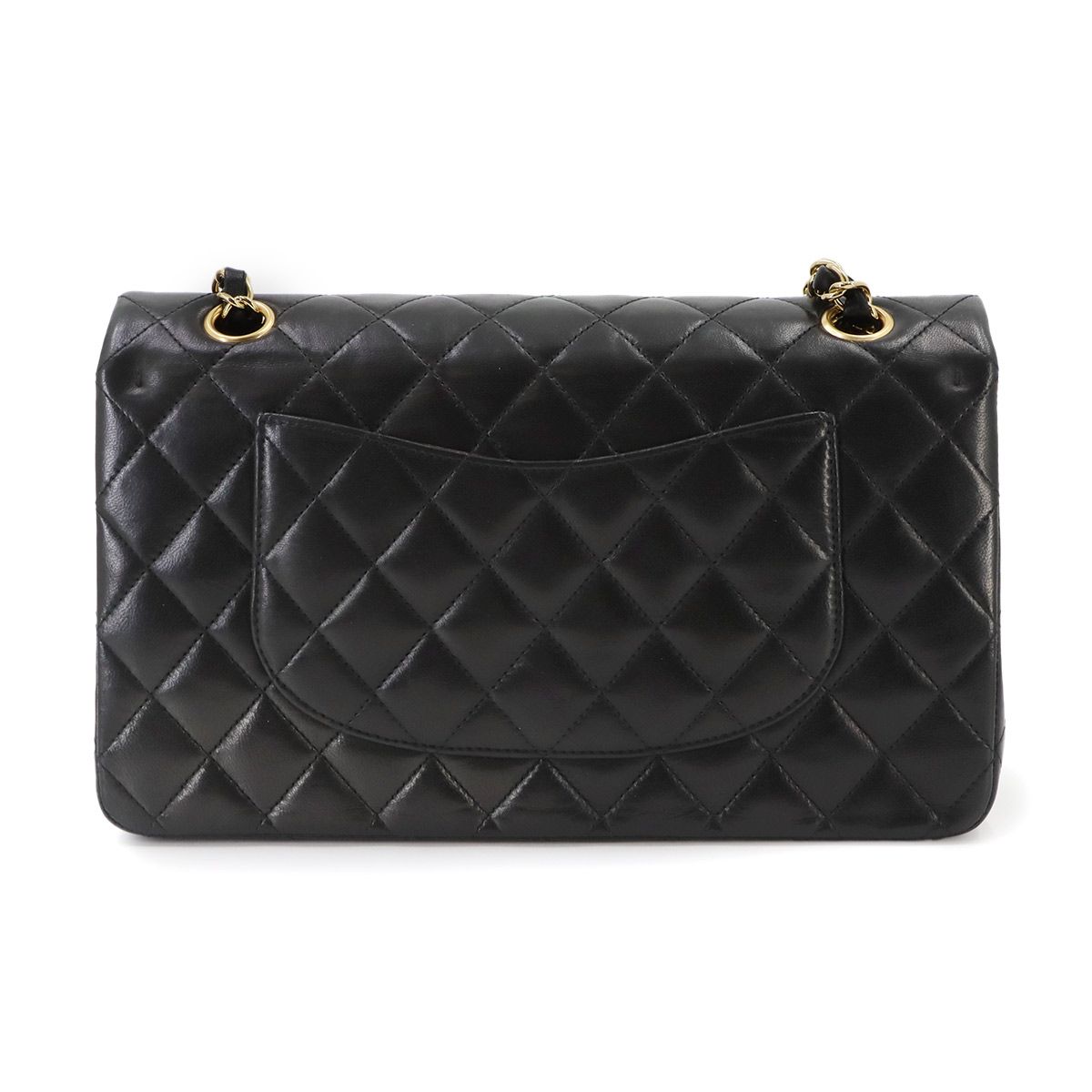 Chanel Quilted 25 Chain Shoulder Bag Lambskin Black Gold CC Logo — view 3