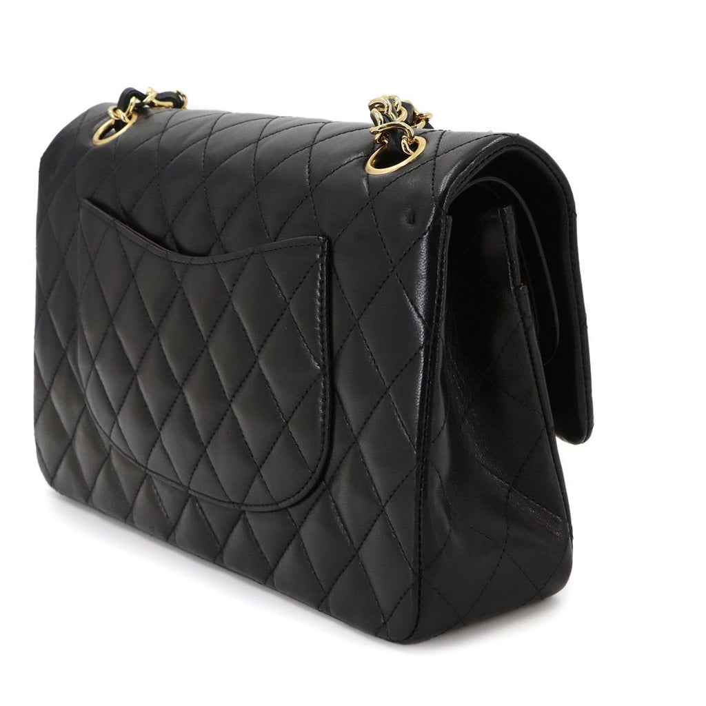 Chanel Quilted 25 Chain Shoulder Bag Lambskin Black Gold CC Logo — view 4