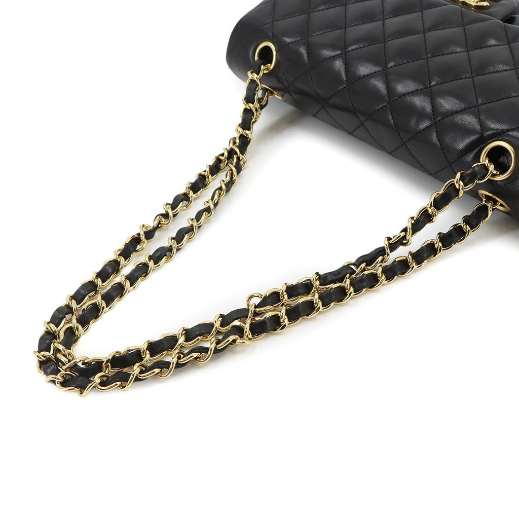 Chanel Quilted 25 Chain Shoulder Bag Lambskin Black Gold CC Logo — view 6
