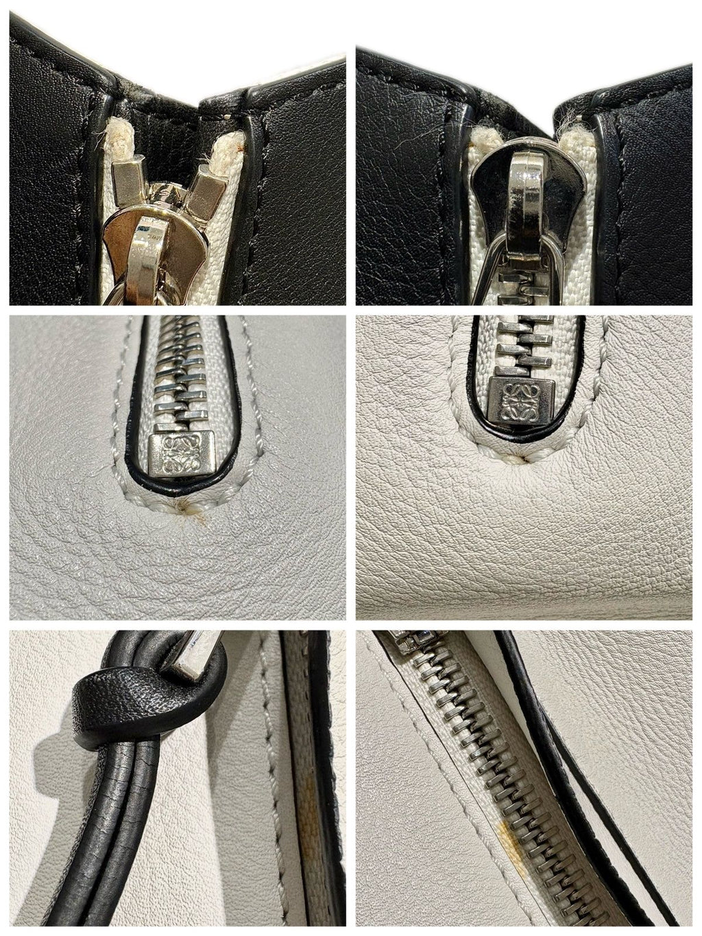 Loewe Hammock Bag Small White Khaki Black Leather Handbag — view 8