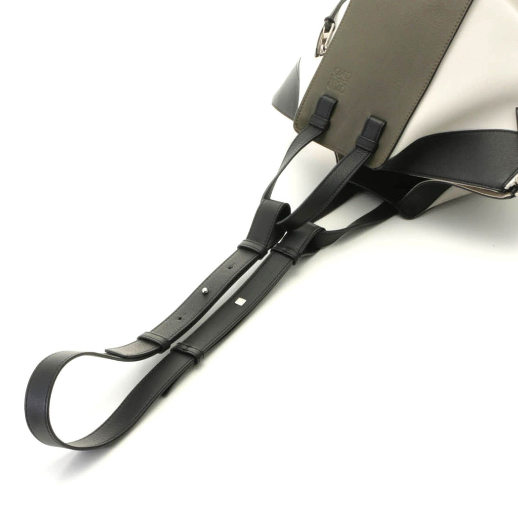 Loewe Hammock Bag Small White Khaki Black Leather Handbag — view 4
