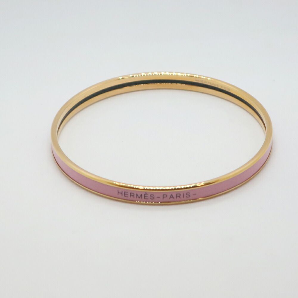 Hermes Enamel Bracelet Extra Fan Uni Rose Beaute Pink Gold Bangle — view 3