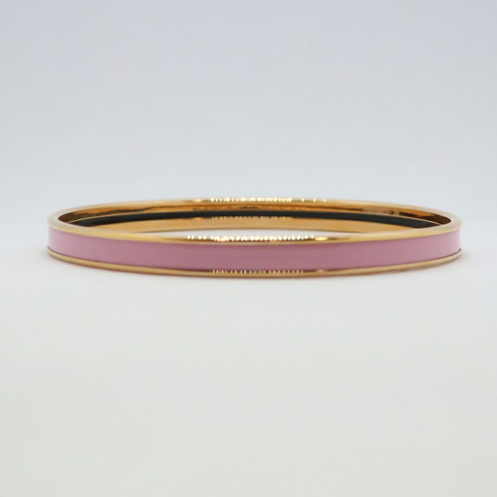 Hermes Enamel Bracelet Extra Fan Uni Rose Beaute Pink Gold Bangle — view 2