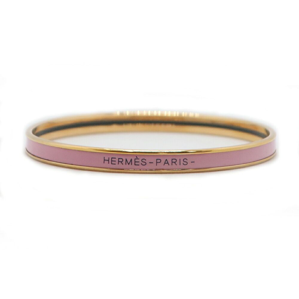 Hermes Enamel Bracelet Extra Fan Uni Rose Beaute Pink Gold Bangle