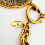Chanel Necklace Vintage CC Logo Round Circle Gold Plated — view 5