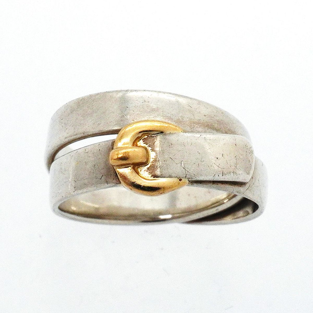Hermes Ring Double True 18k Yellow Gold 925 Sterling Silver — view 2