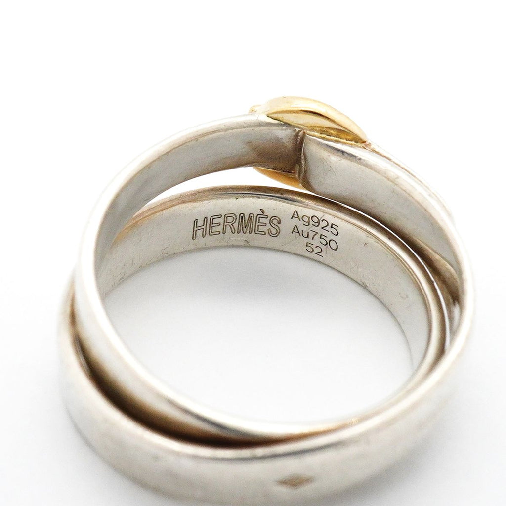 Hermes Ring Double True 18k Yellow Gold 925 Sterling Silver — view 4