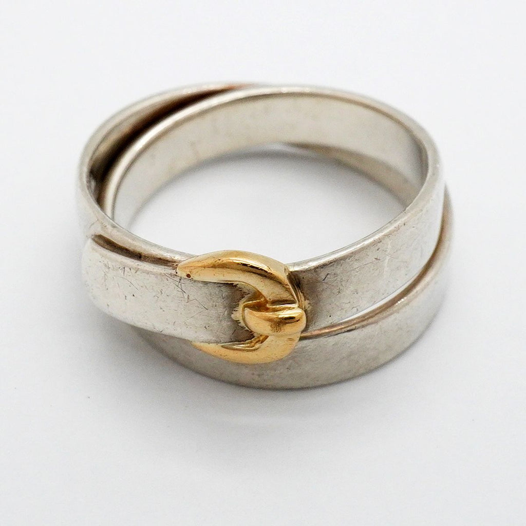 Hermes Ring Double True 18k Yellow Gold 925 Sterling Silver — view 3