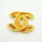 Chanel Brooch Vintage CC Logo Quilted Gold Plated — view 5