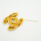 Chanel Brooch Vintage CC Logo Quilted Gold Plated — view 6