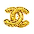Chanel Brooch Vintage CC Logo Quilted Gold Plated
