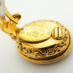 Chanel Earrings Vintage CC Logo Oval Gold Plated Gripoix Red — view 4