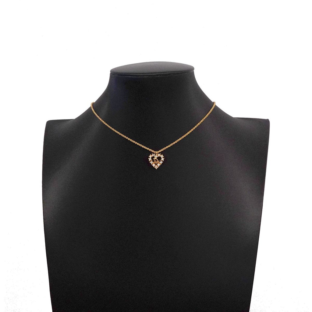Dior Necklace Logo Heart Motif Gold Plated Rhinestone — view 6