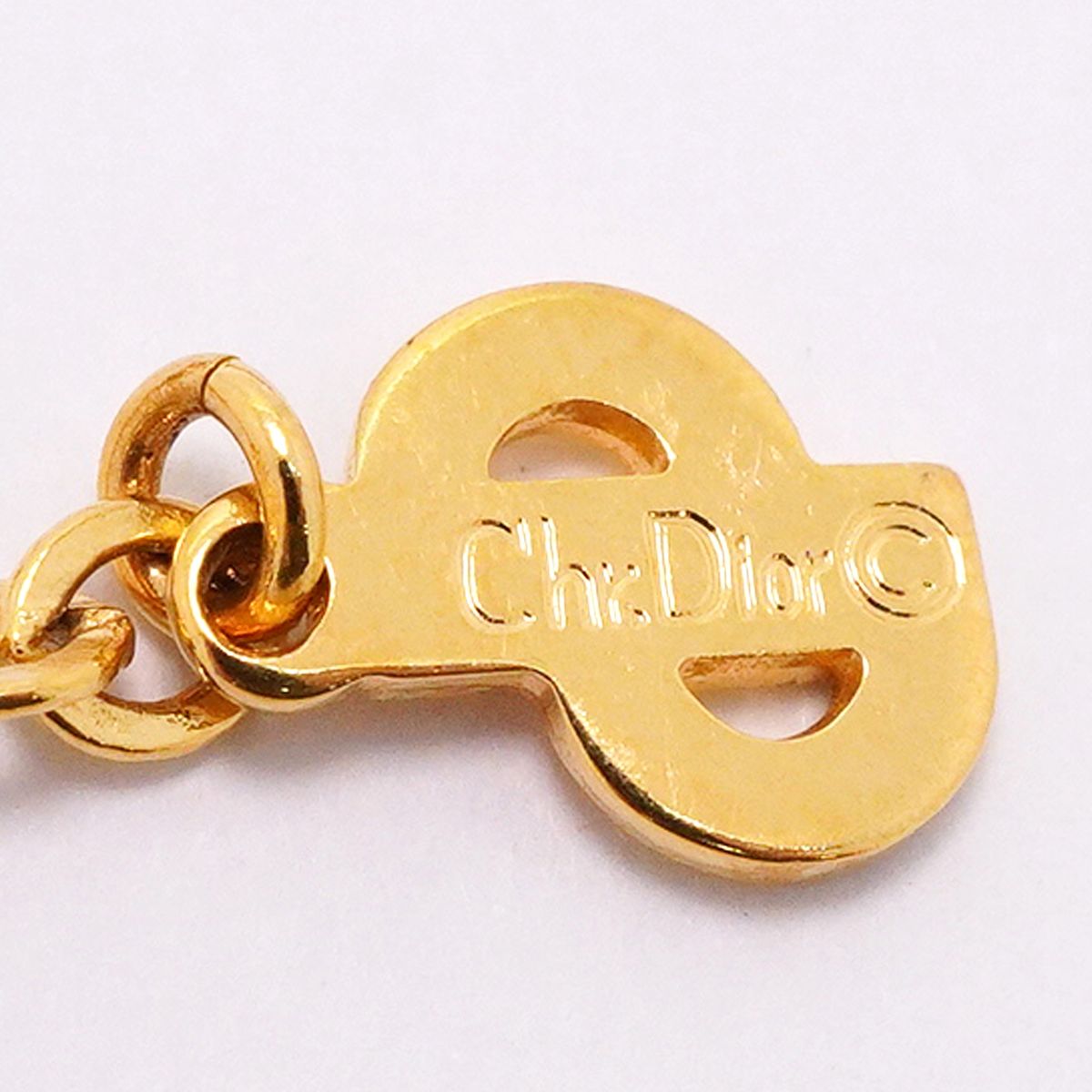 Dior Necklace Logo Heart Motif Gold Plated Rhinestone — view 5