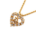 Dior Necklace Logo Heart Motif Gold Plated Rhinestone