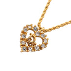 Dior Necklace Logo Heart Motif Gold Plated Rhinestone
