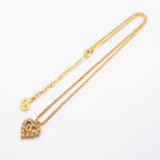 Dior Necklace Logo Heart Motif Gold Plated Rhinestone — view 3